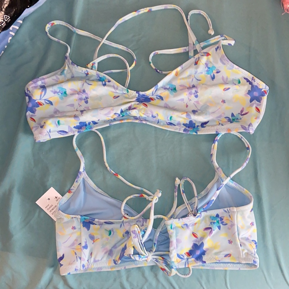 PacSun Eco Blue Floral Cinched Bikini Top